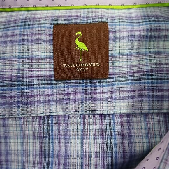 TailorByrd Men's 3XLT Contrast Flipped Cuff Long-Sleeved Button-Up Lavender/Blue - Picture 2 of 14